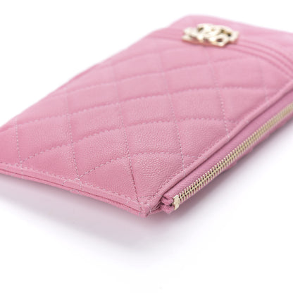Chanel Caviar Quilted Boy Flat Wallet Pouch Pink 7 of 10