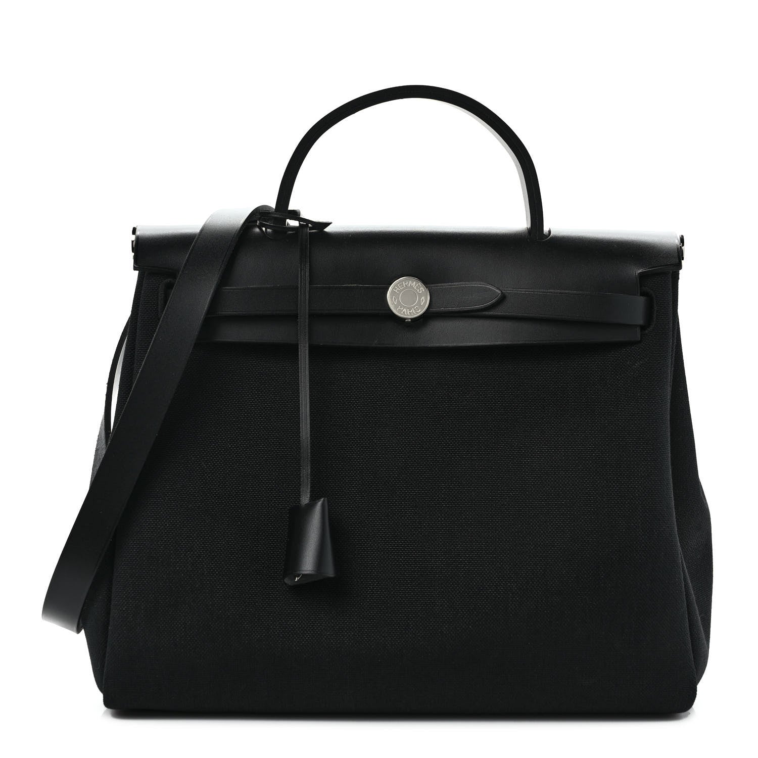 Hermes Military Toile Vache Hunter Herbag Zip PM 31 Black 3 of 9