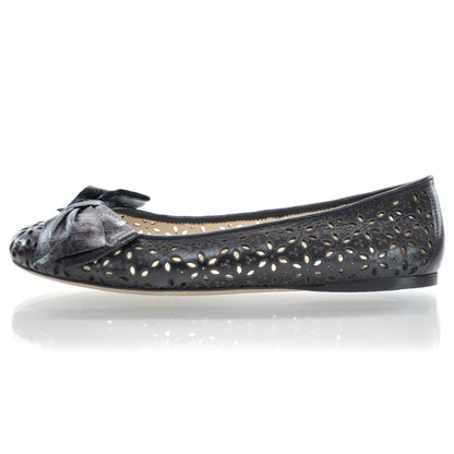 Prada Perforated Bow Flats 36.5 Black 2 of 7