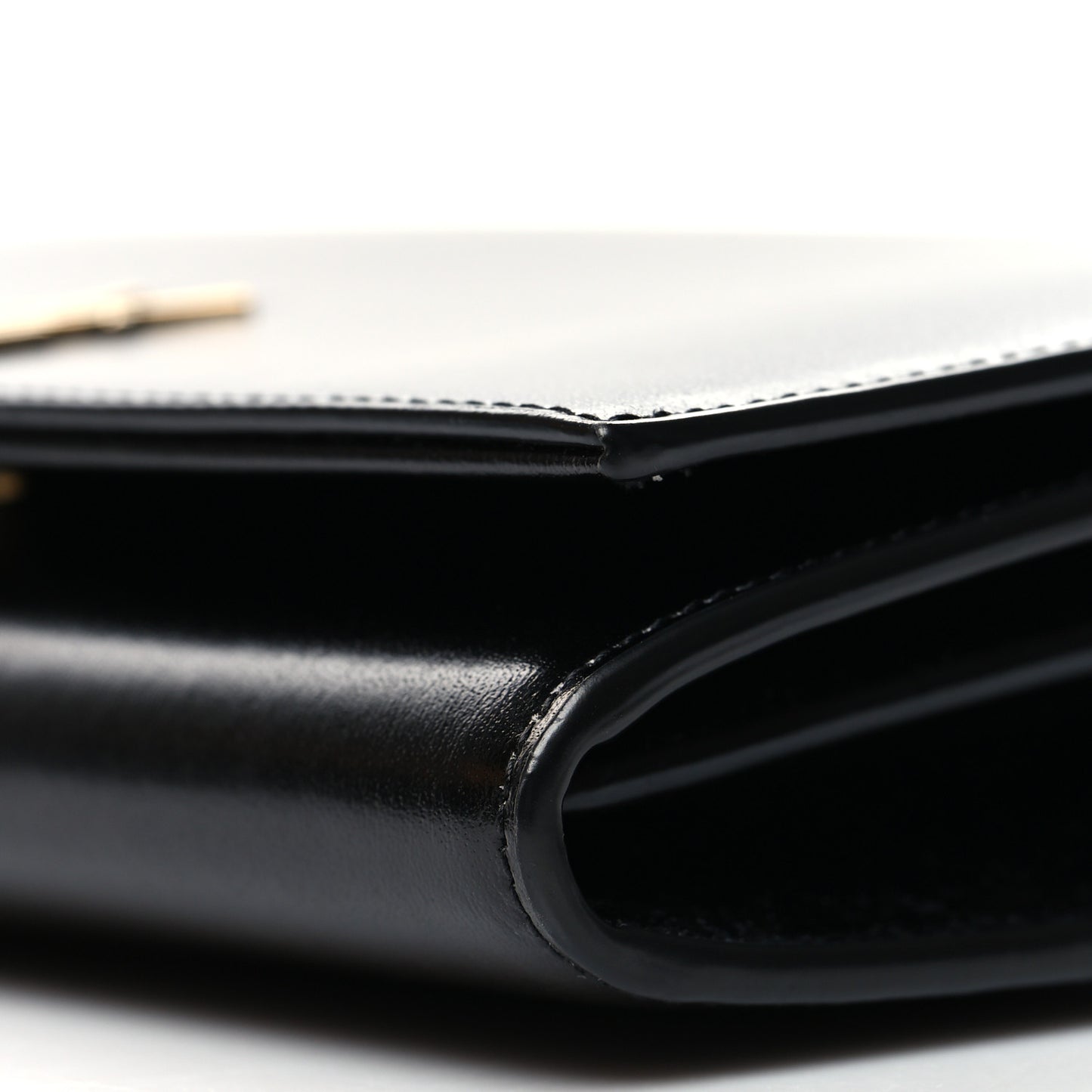 Glossy Calfskin Monogram Chain Wallet Black