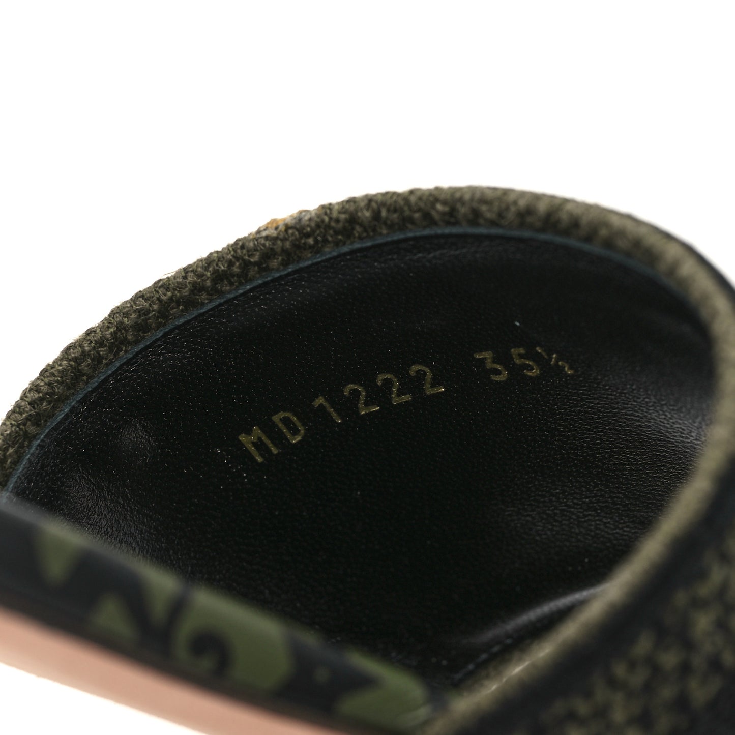 Canvas Union Embroidered Dway Flat Slide Sandals 35.5 Kaki