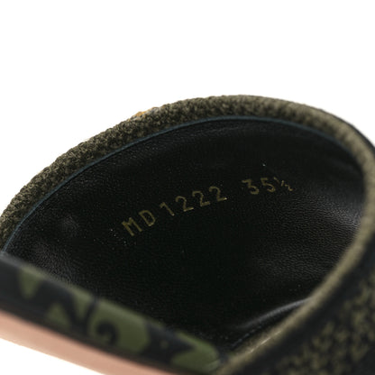 Christian Dior Canvas Union Embroidered Dway Flat Slide Sandals 35.5 Kaki 8 of 10