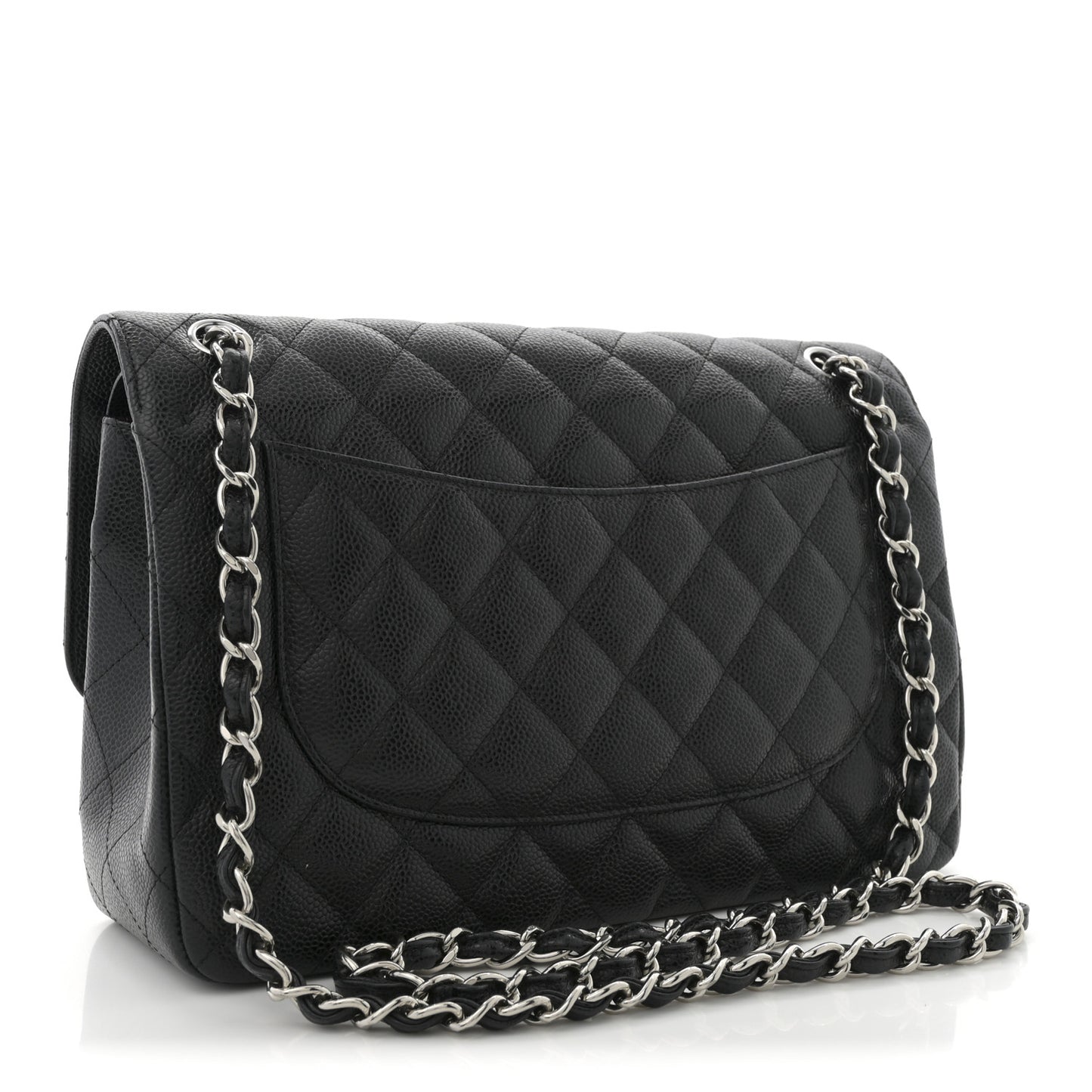 Caviar Quilted Jumbo Double Flap Black