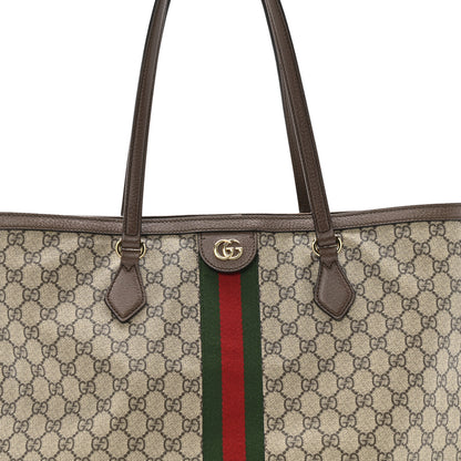 Gucci GG Supreme Monogram Textured Calfskin Web Medium Ophidia Shopping Tote Beige Ebony New Acero 8 of 12