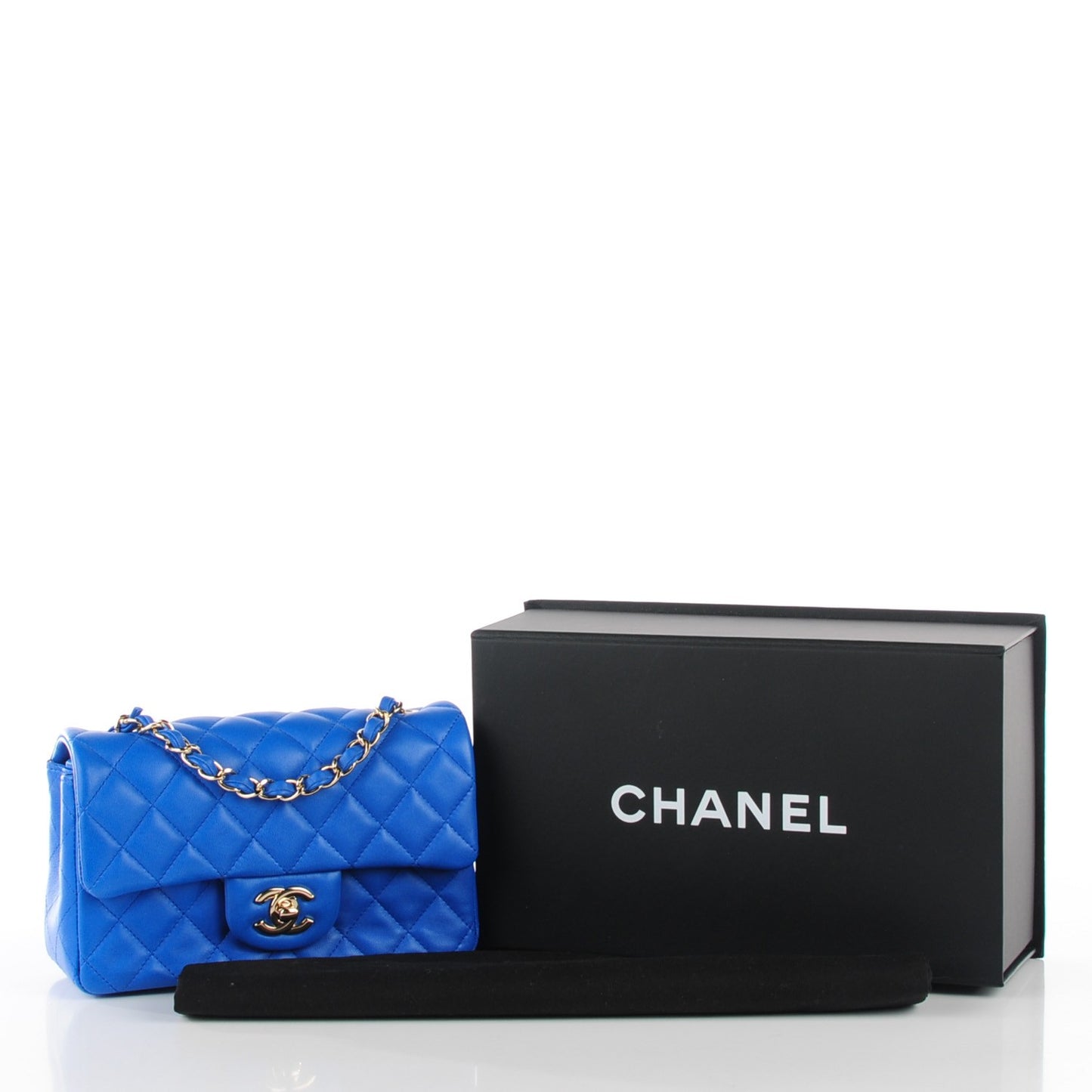 Lambskin Quilted Mini Rectangular Flap Blue
