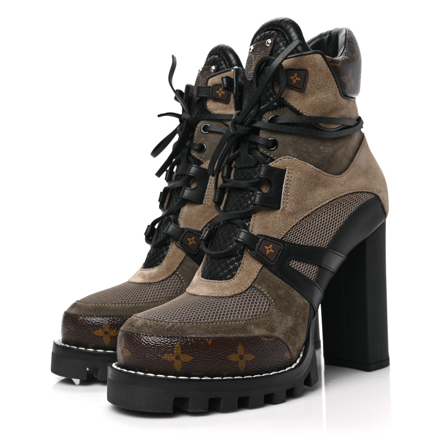 Louis Vuitton Suede Calfskin Monogram Star Trail Ankle Boots 40 Khaki 3 of 7
