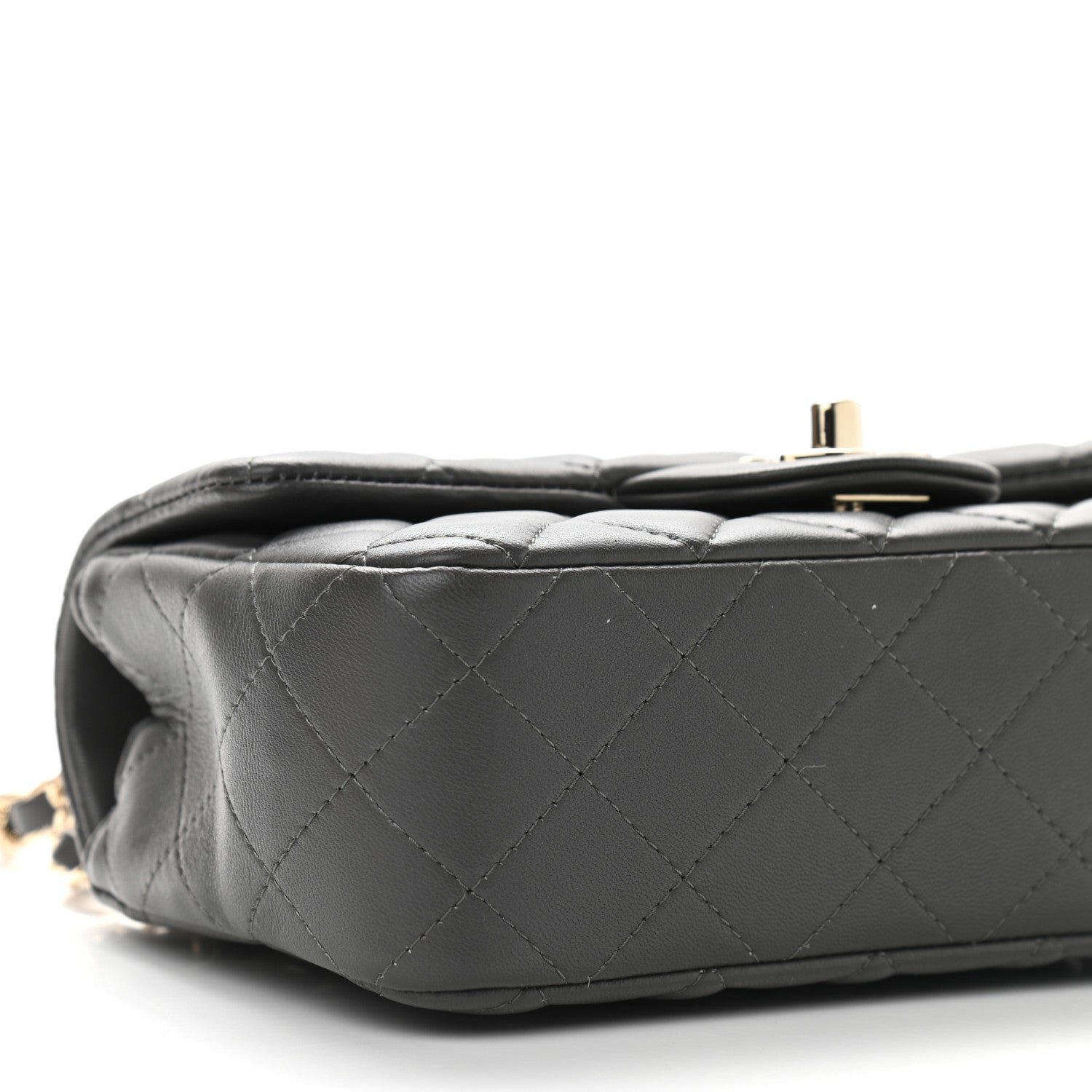 Chanel Lambskin Quilted Mini Rectangular Flap Dark Grey 8 of 9