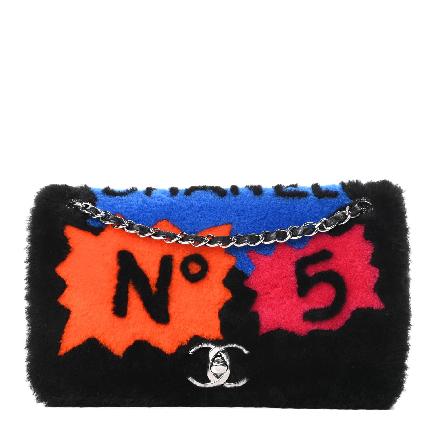 Chanel Shearling Lambskin Medium Chanel 100% Flap Black 1 of 14