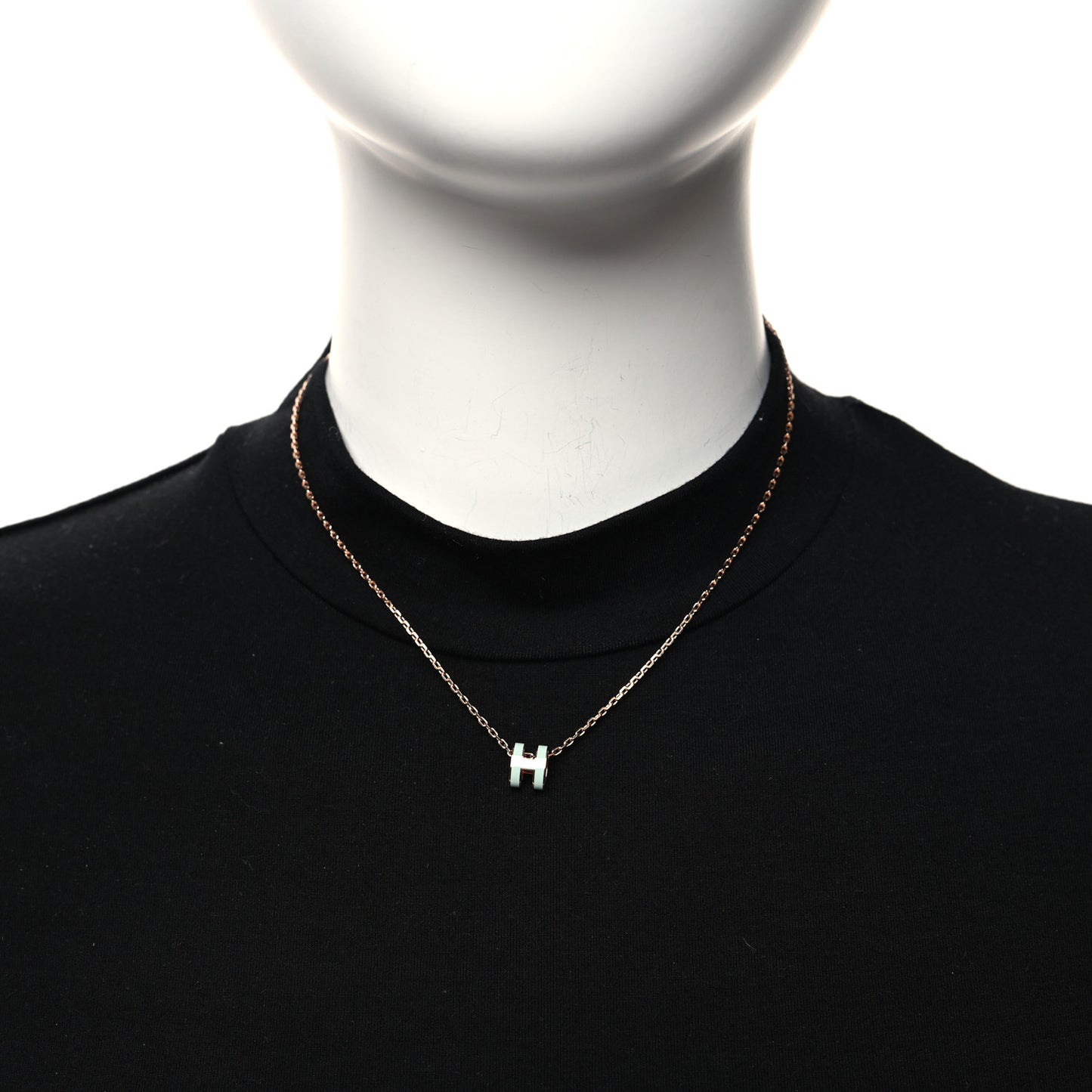 Lacquered Rose Gold Mini Pop H Pendant Necklace Bleu Zephyr