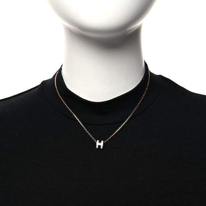 Hermes Lacquered Rose Gold Mini Pop H Pendant Necklace Bleu Zephyr 2 of 5