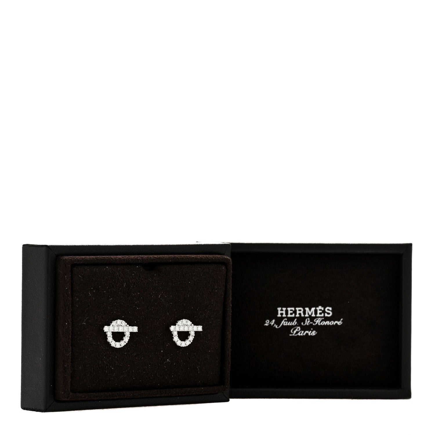 Hermes 18K White Gold Diamond Finesse Earrings 5 of 5