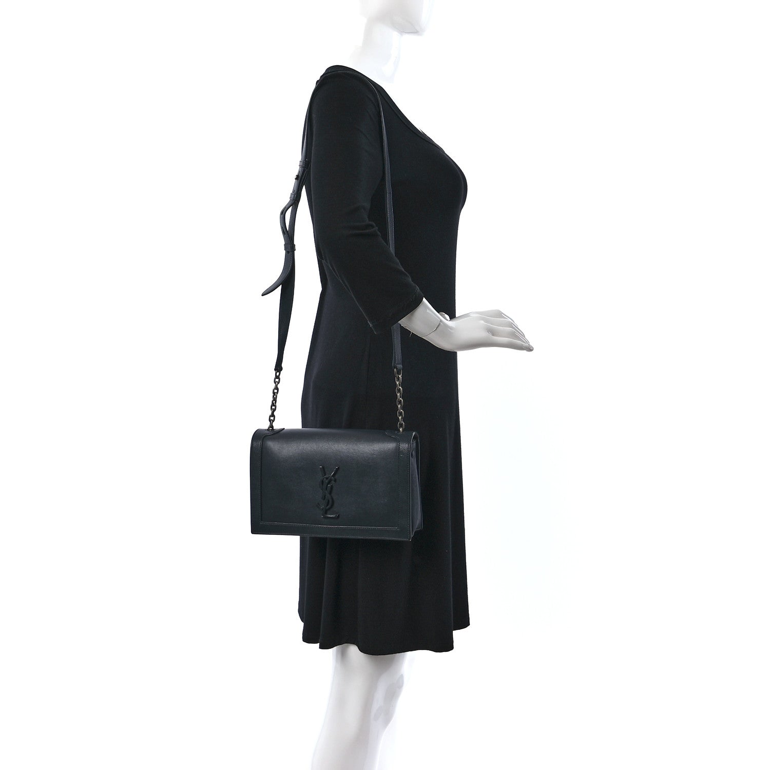 Saint Laurent Calfskin Monogram Book Bag Dark Smog 2 of 9