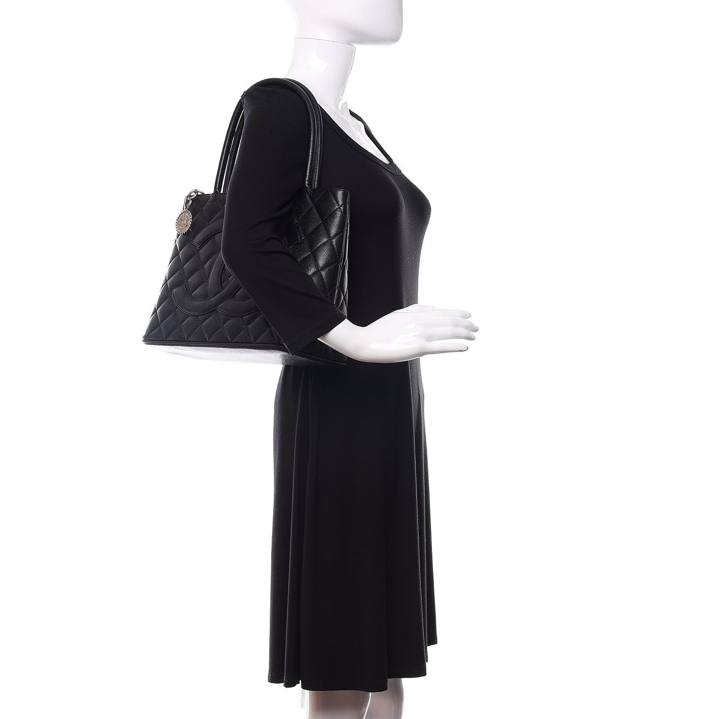Caviar Quilted Medallion Tote Black