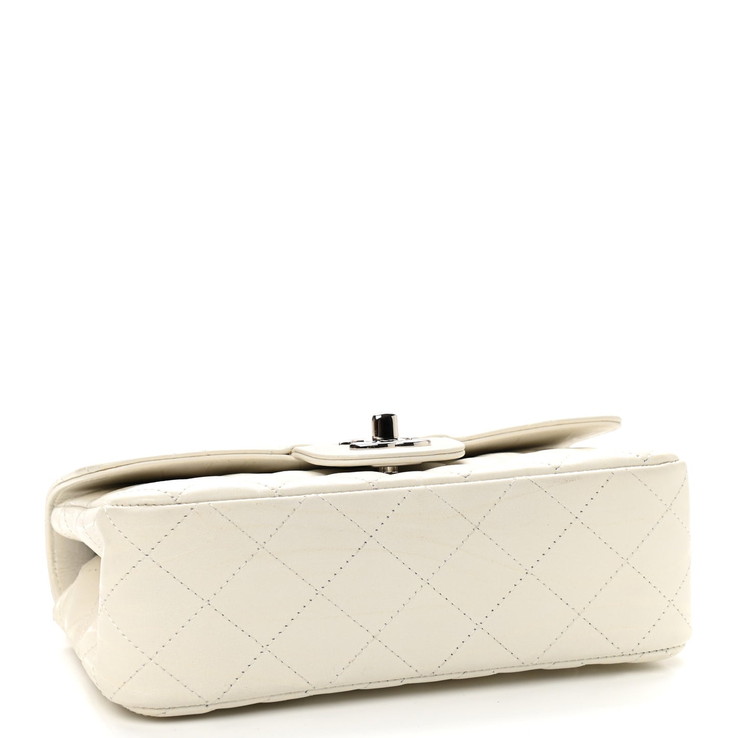 Calfskin Quilted Mini Rectangular Flap White