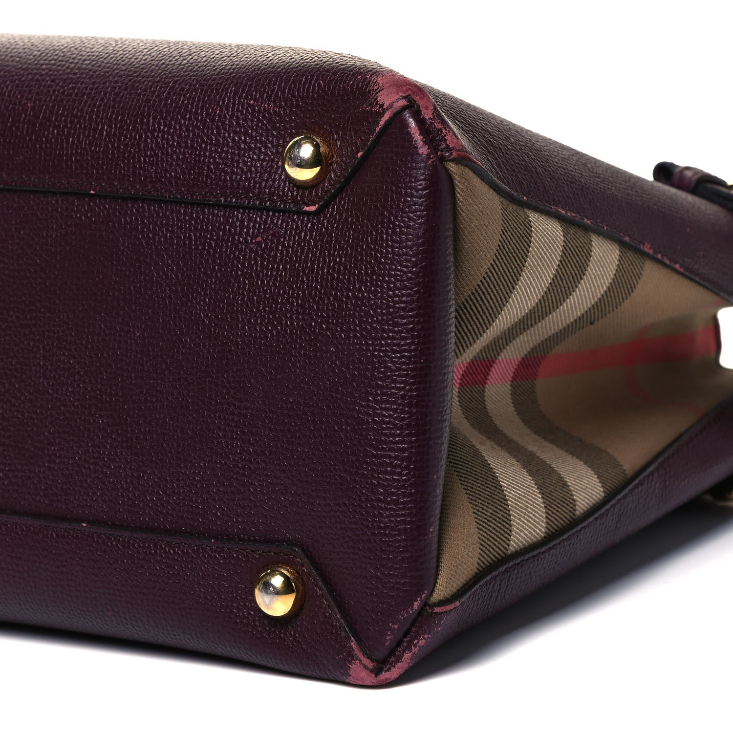 Burberry Grainy Calfskin House Check Medium Banner Tote Elderberry 9 of 15