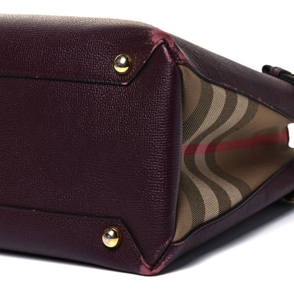 Burberry Grainy Calfskin House Check Medium Banner Tote Elderberry 9 of 15