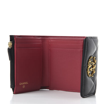 Chanel Lambskin Quilted 19 Small Flap Wallet Black 5 of 11