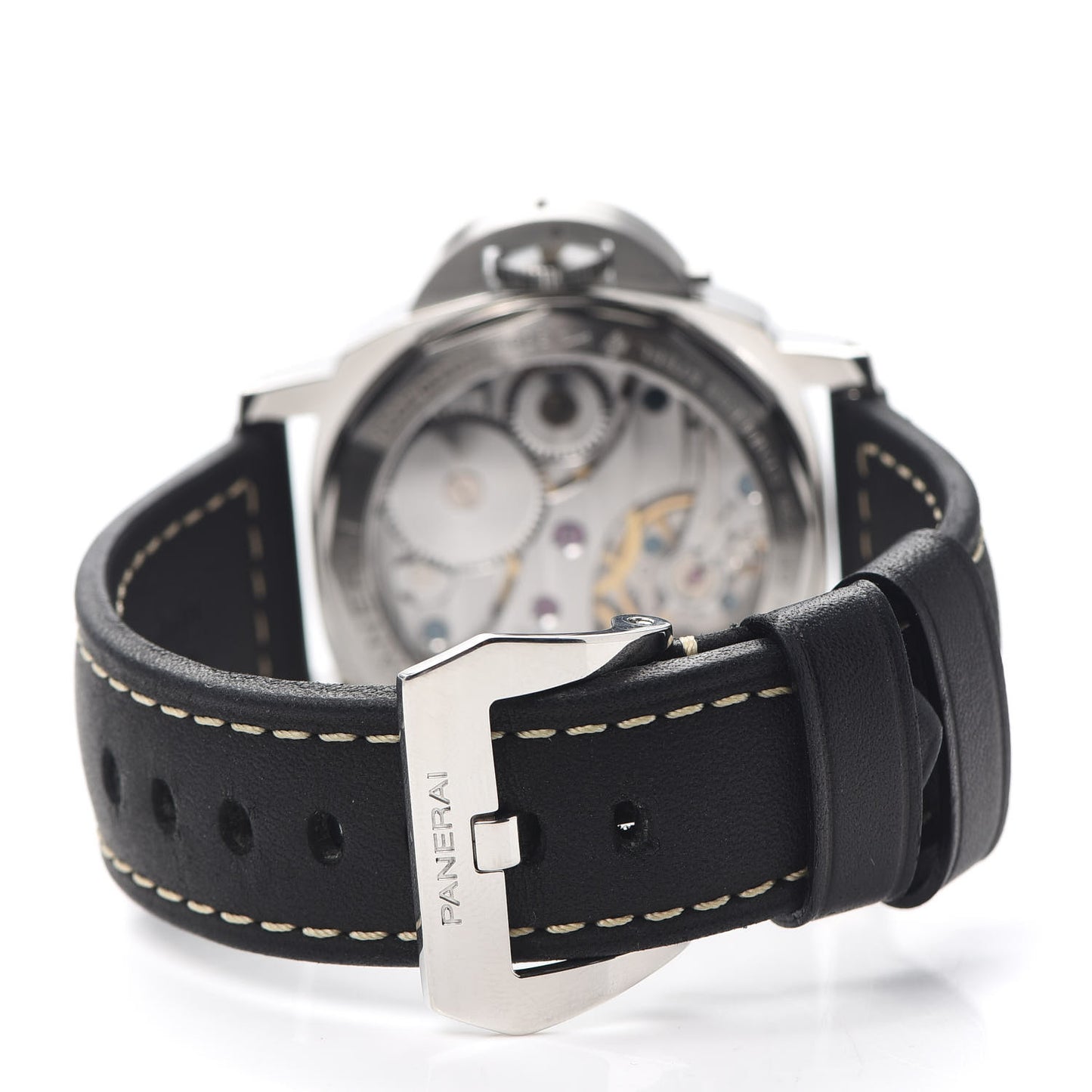 Stainless Steel Calfskin 44mm Luminor Base Manual Winding Watch Black PAM00112