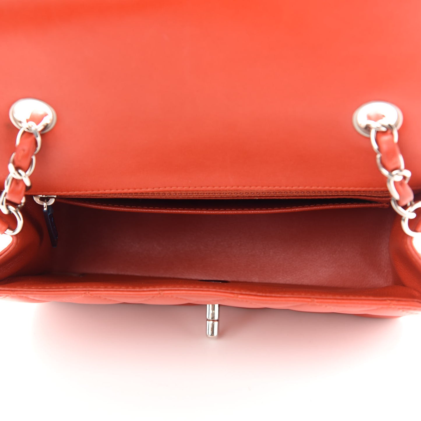 Lambskin Quilted Mini Rectangular Flap Red