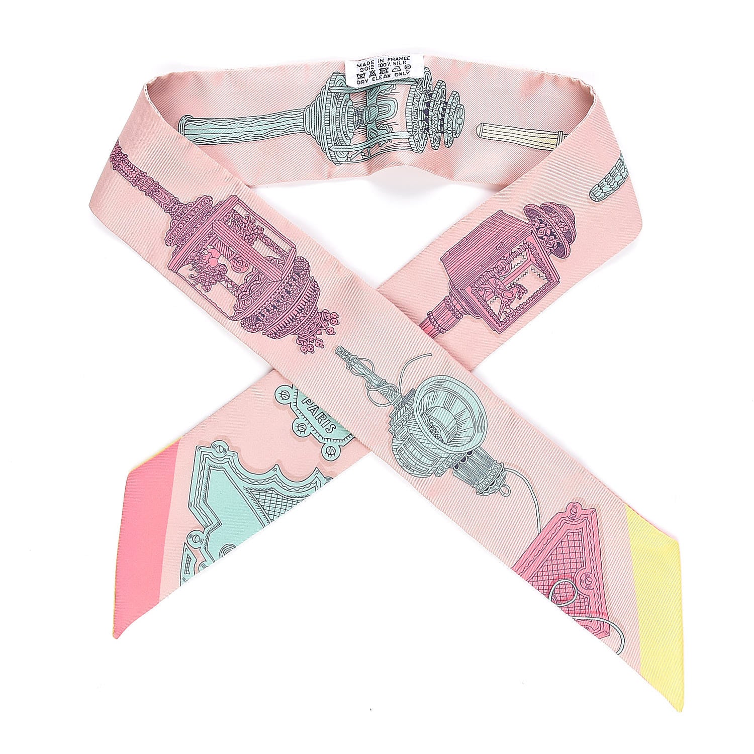 Hermes Silk Merveilleuses Lanternes Twilly Beige Rose Vert De Eau Jaune 1 of 4