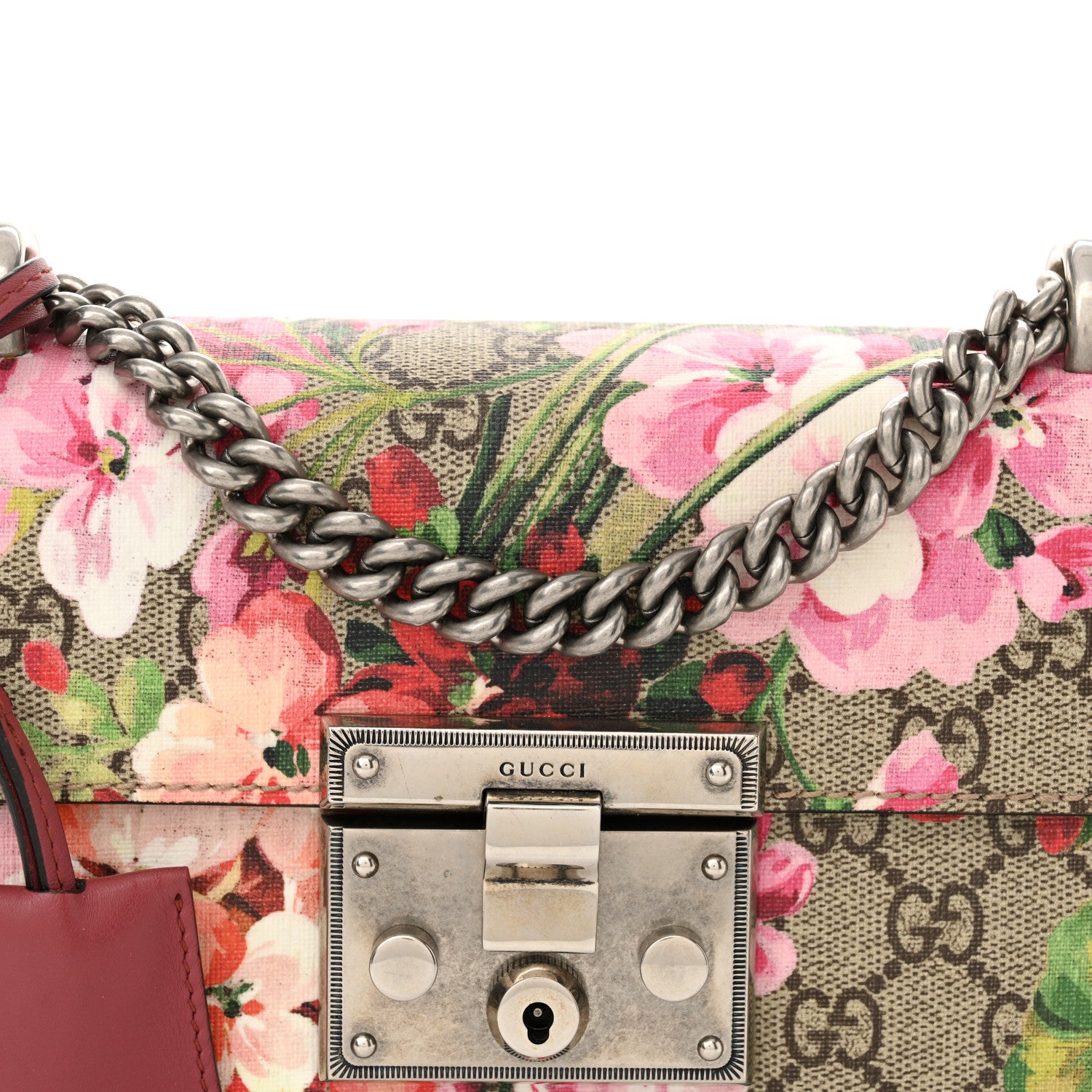 Gucci GG Supreme Monogram Blooms Small Padlock Shoulder Bag Beige Multicolor Dry Rose 8 of 13
