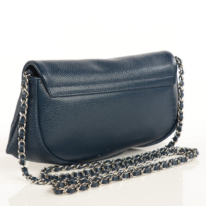 Chanel Caviar Half Moon Wallet On Chain WOC Navy Blue 3 of 8