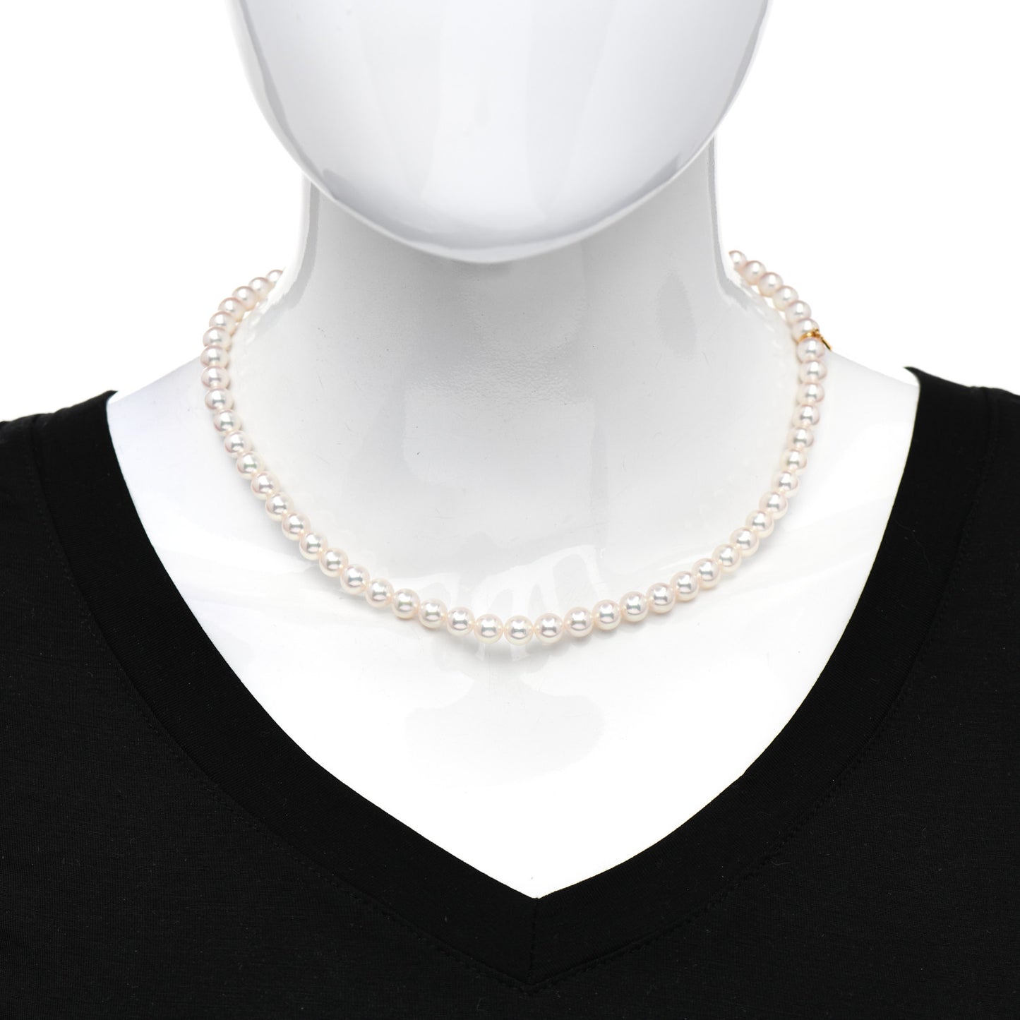 18K Yellow Gold Akoya Pearl 6.5-7mm Strand Necklace 16"