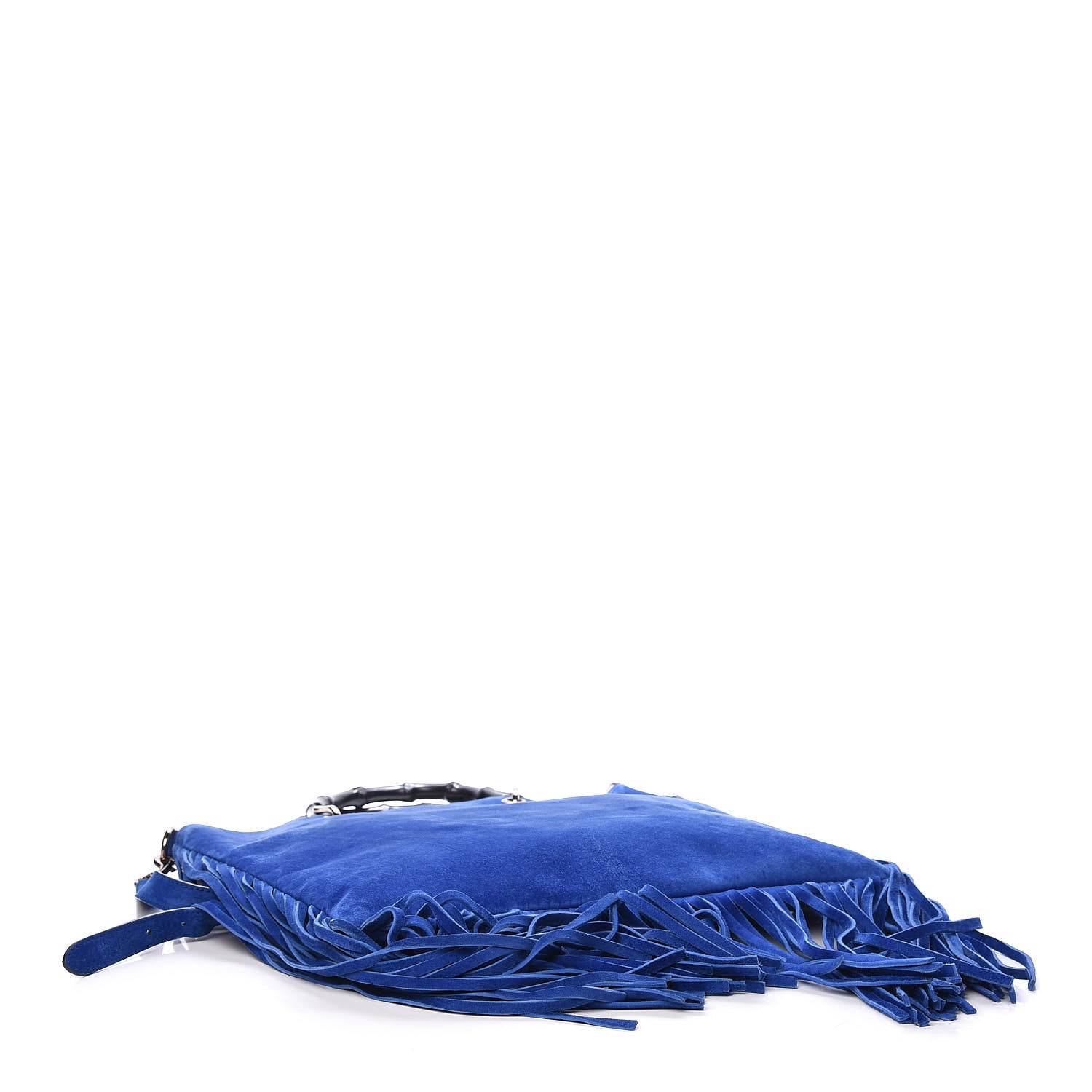 Gucci Suede Bamboo Fringe Small Shopper Tote Blue 4 of 10