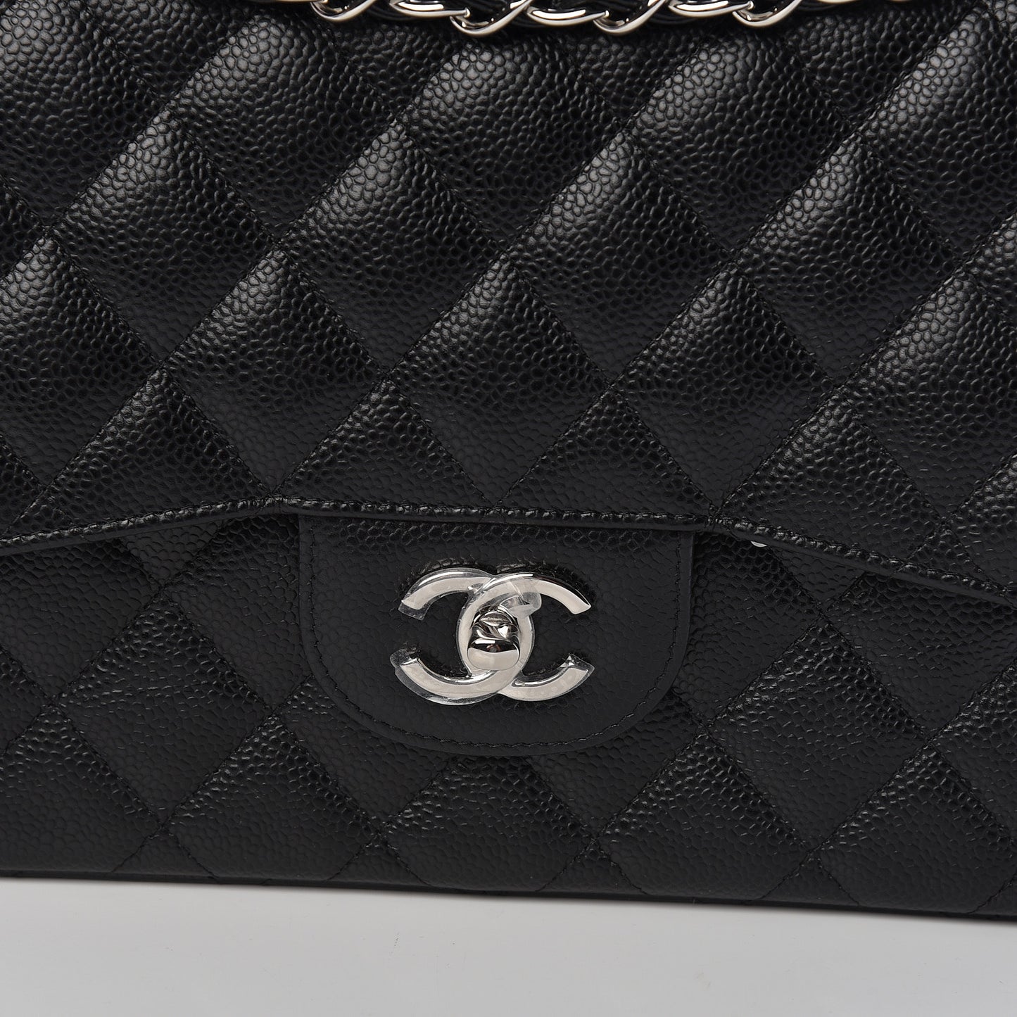 Caviar Quilted Jumbo Double Flap Black