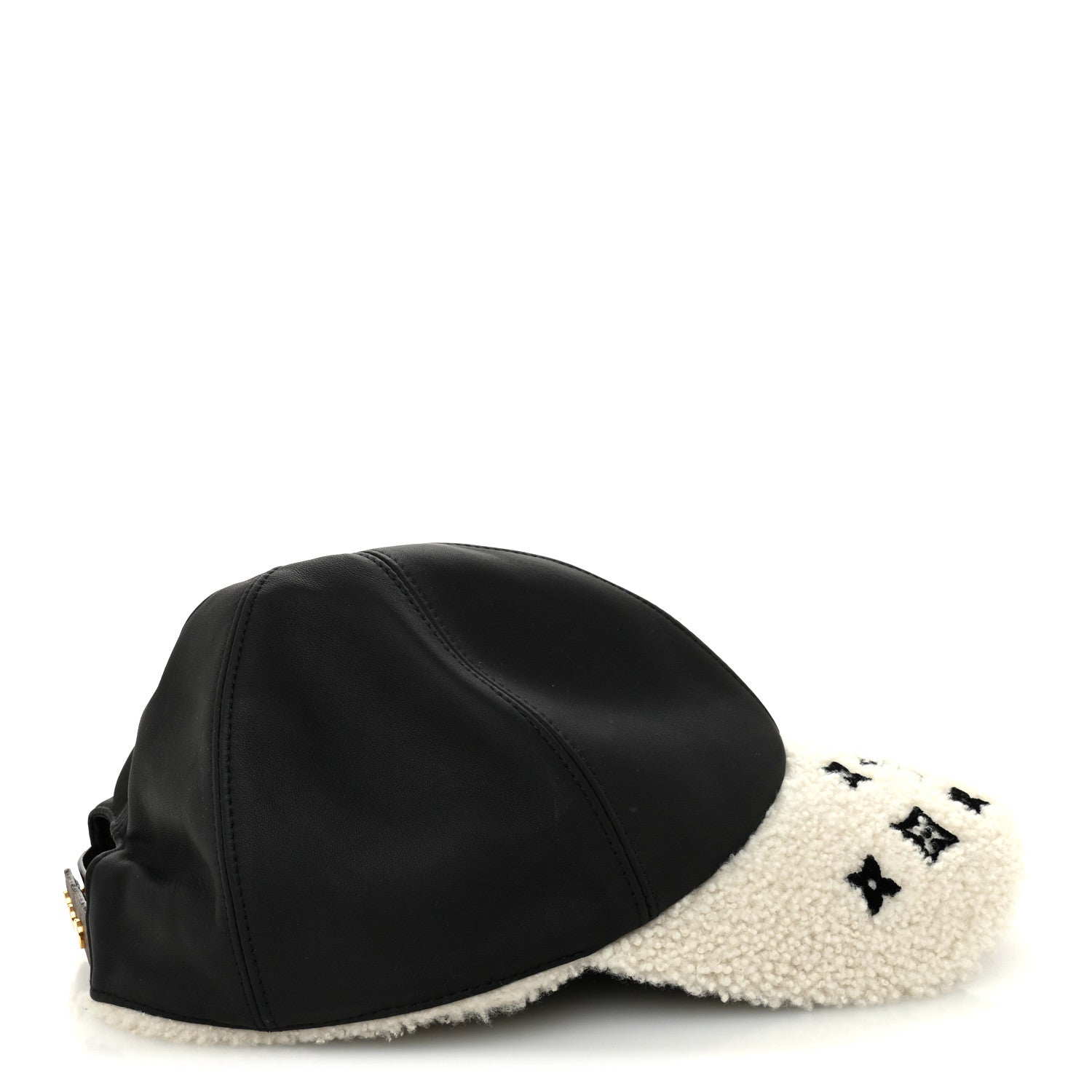 Louis Vuitton Calfskin Shearling Monogram Cap L Black 6 of 8