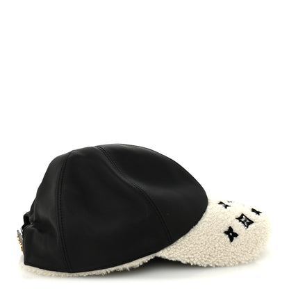 Louis Vuitton Calfskin Shearling Monogram Cap L Black 6 of 8