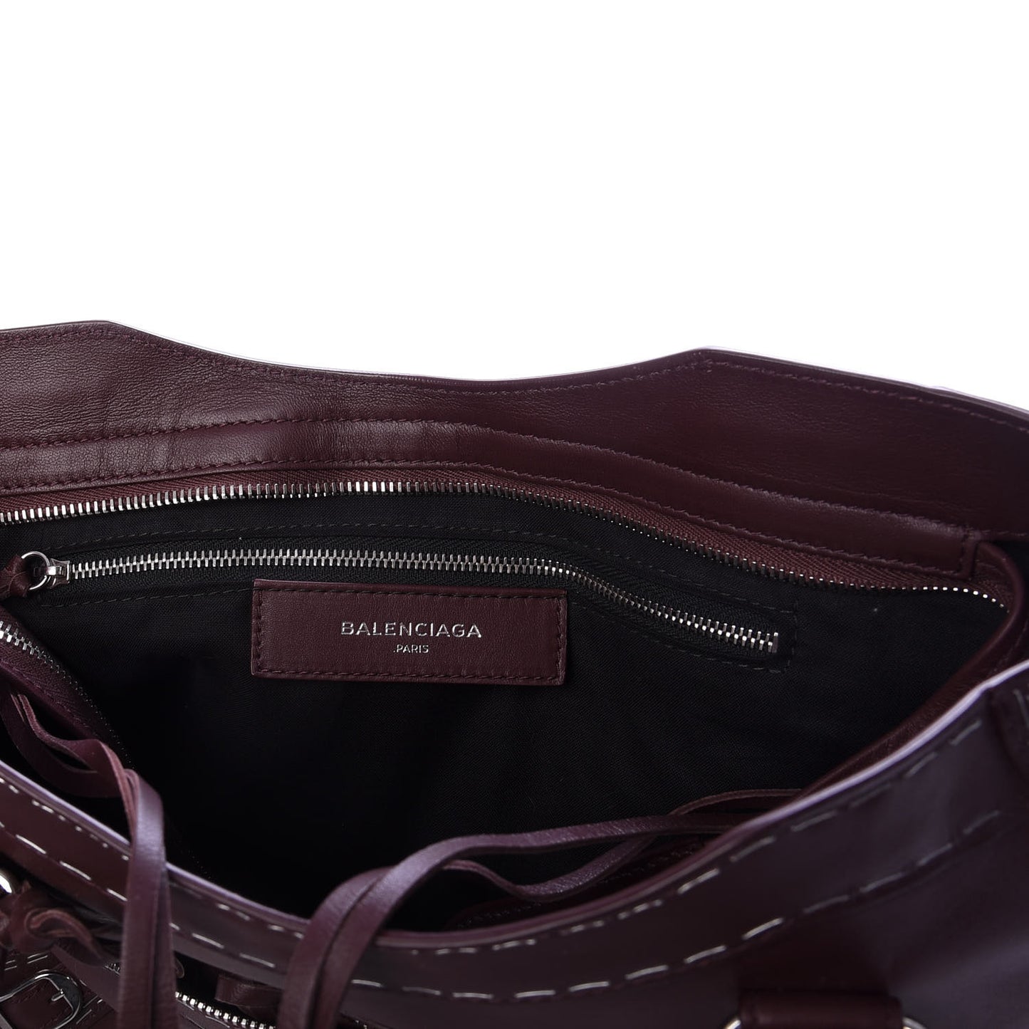 Calfskin Topstitch Classic Silver Hardware City Rouge Lie De Vin