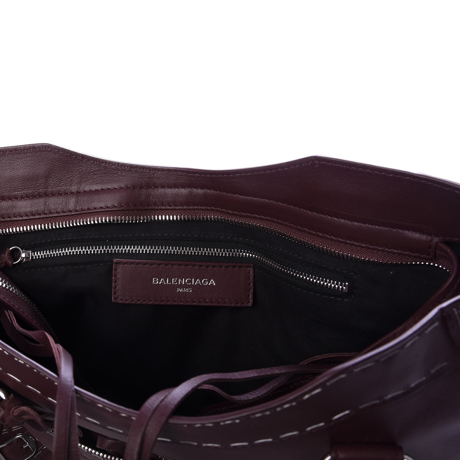 Balenciaga Calfskin Topstitch Classic Silver Hardware City Rouge Lie De Vin 6 of 10