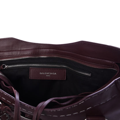 Balenciaga Calfskin Topstitch Classic Silver Hardware City Rouge Lie De Vin 6 of 10