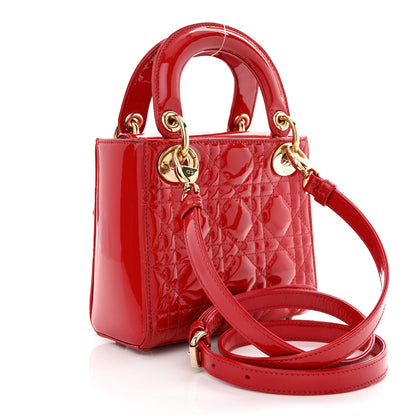 Christian Dior Patent Cannage Mini Lady Dior Red 3 of 10