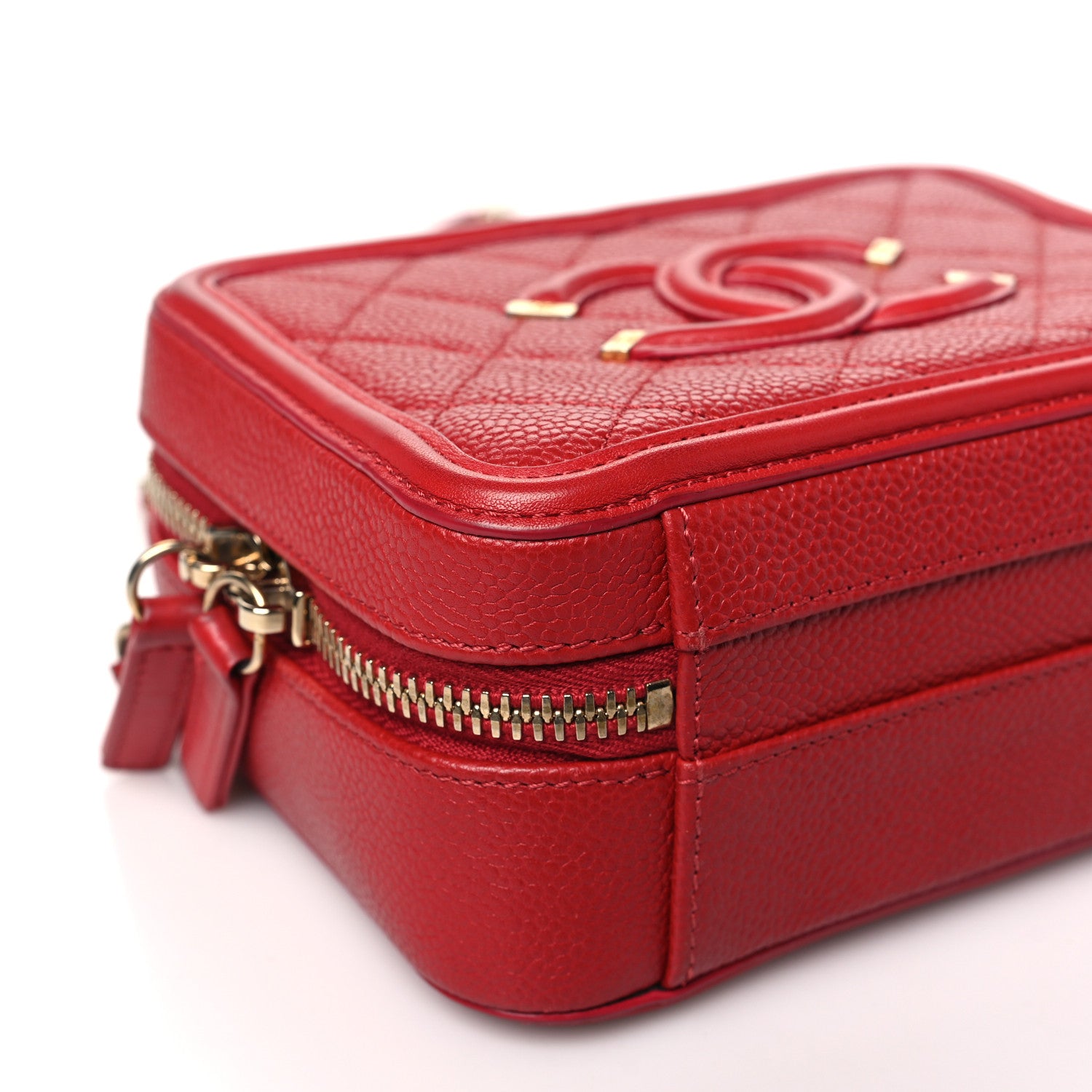 Chanel Caviar Quilted Small CC Filigree Vanity Case Red 9 of 10