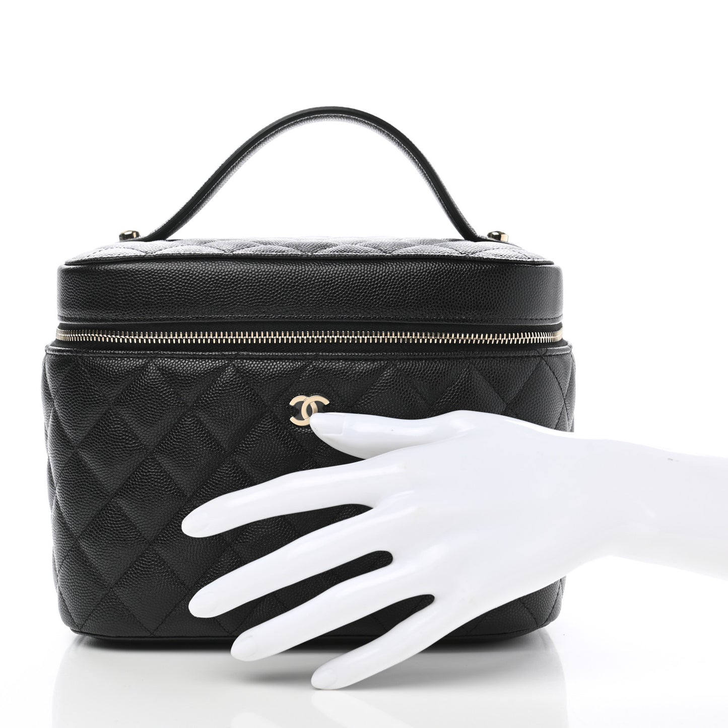 Caviar Quilted Large Vanity Pouch Black