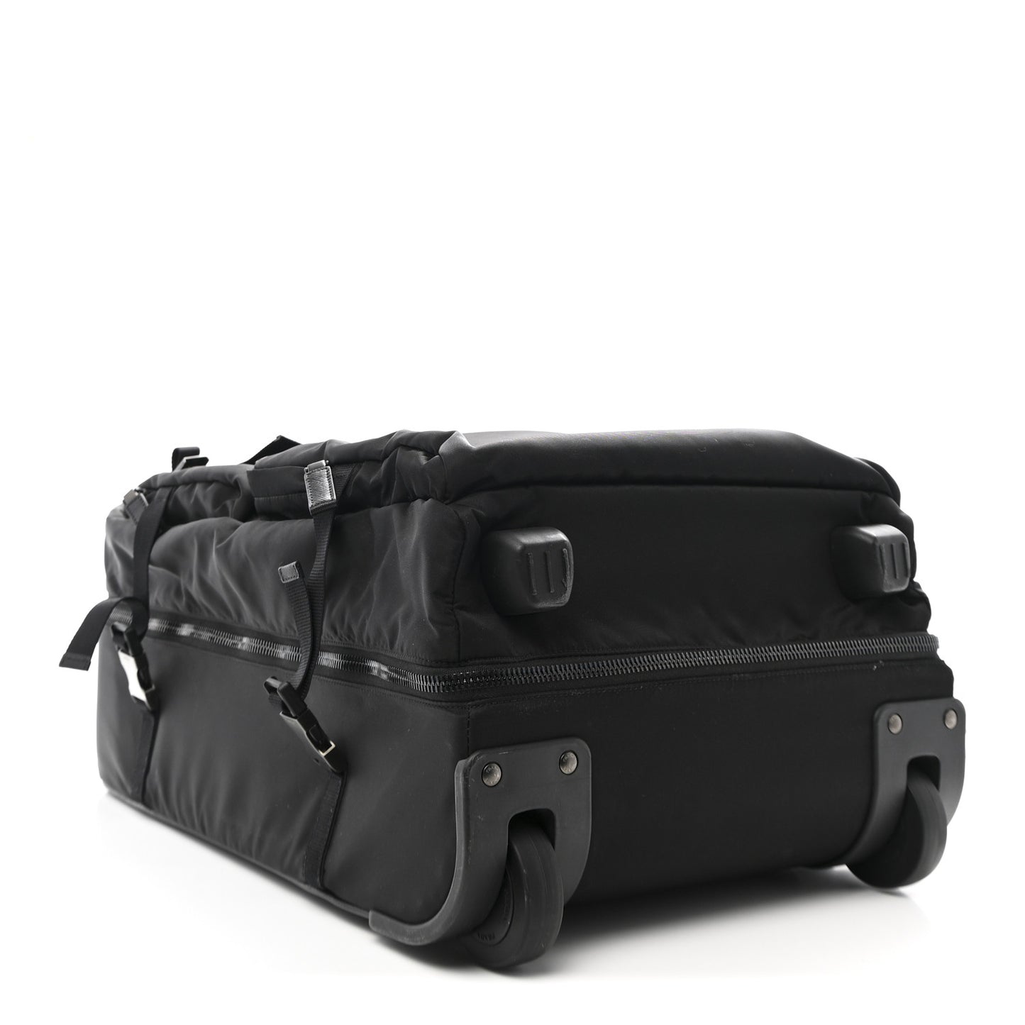 Tessuto Nylon Saffiano Trolley Rolling Suitcase Luggage Black