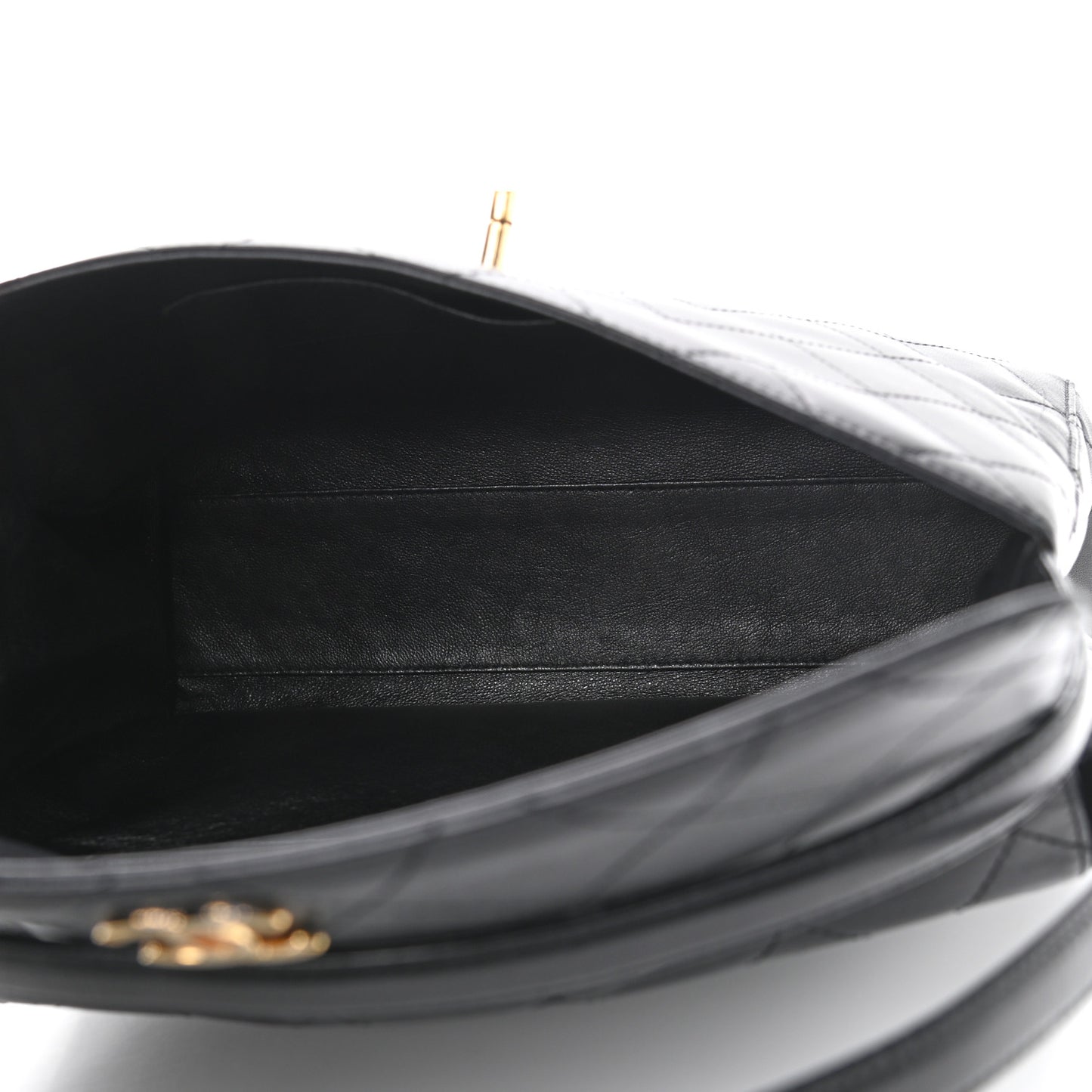 Lambskin Quilted Medium Kelly Flap Bag Black