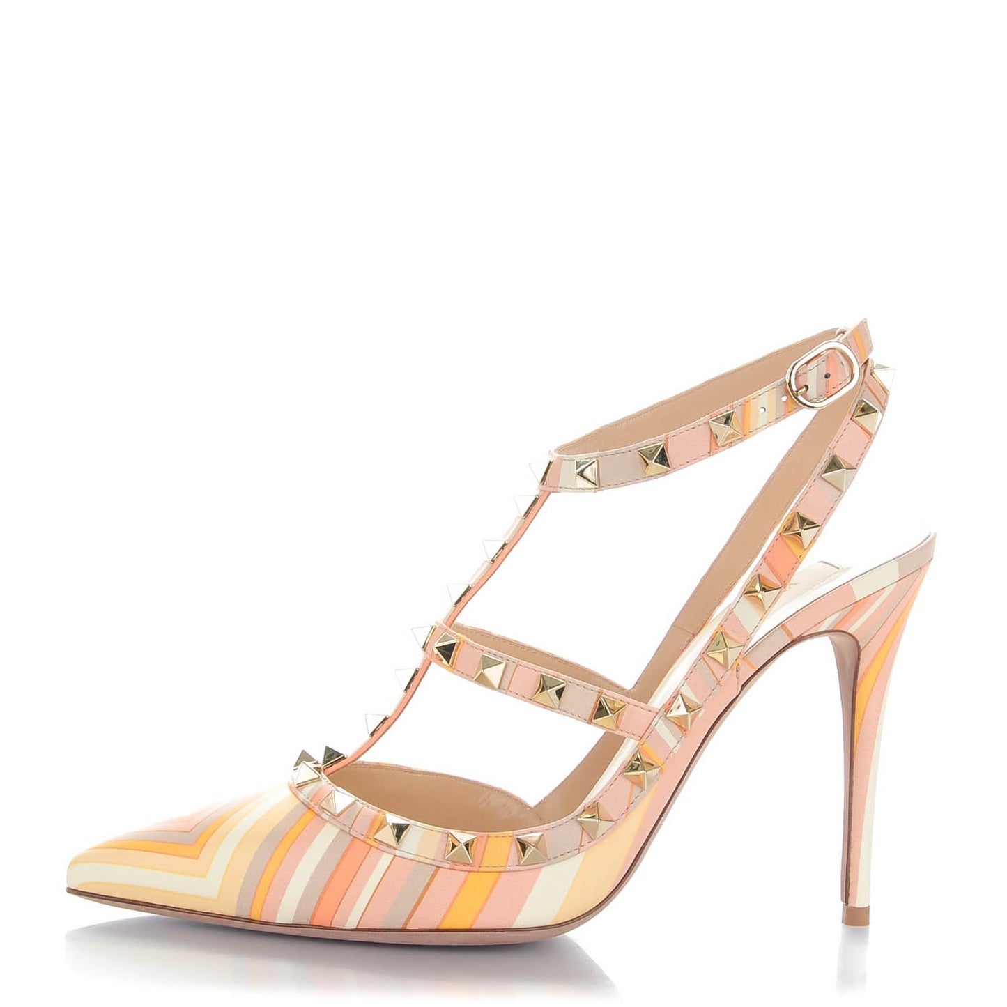 Nappa Native Couture 1975 Rockstud Ankle Strap 100mm Pumps 40 Mandarin Sorbet