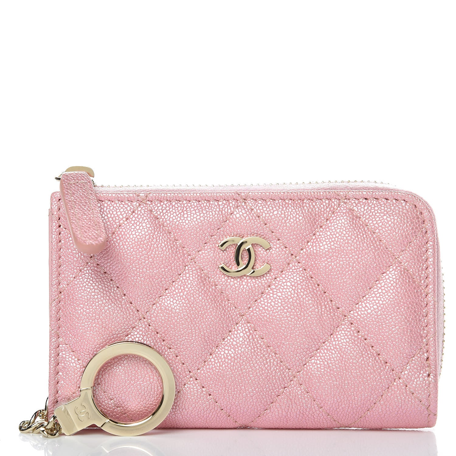 Chanel Iridescent Caviar Quilted Zipped Key Holder Case Rose Pink 1 of 8