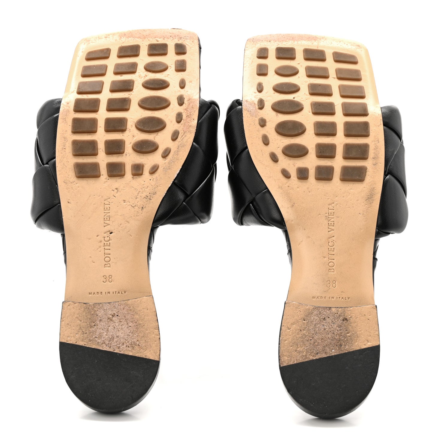 Nappa Maxi Intrecciato Lido Flat Sandals 38 Black