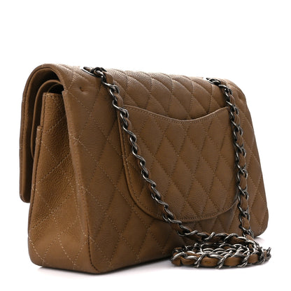 Chanel Iredescent Calfskin Quilted Medium Double Flap Dark Gold 3 of 13