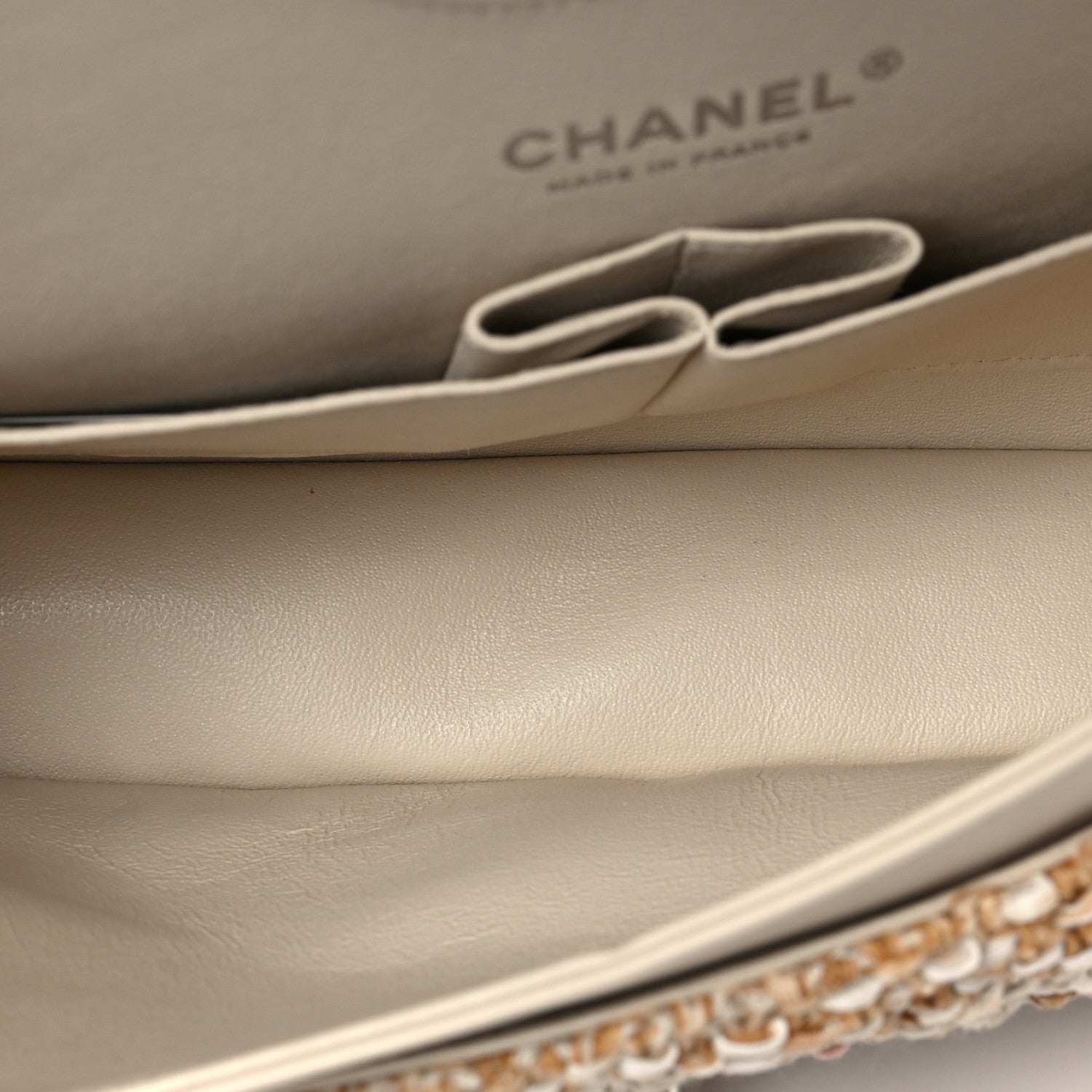 Chanel Tweed Quilted Medium Double Flap Beige Ecru Pink 6 of 7