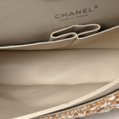 Chanel Tweed Quilted Medium Double Flap Beige Ecru Pink 6 of 7