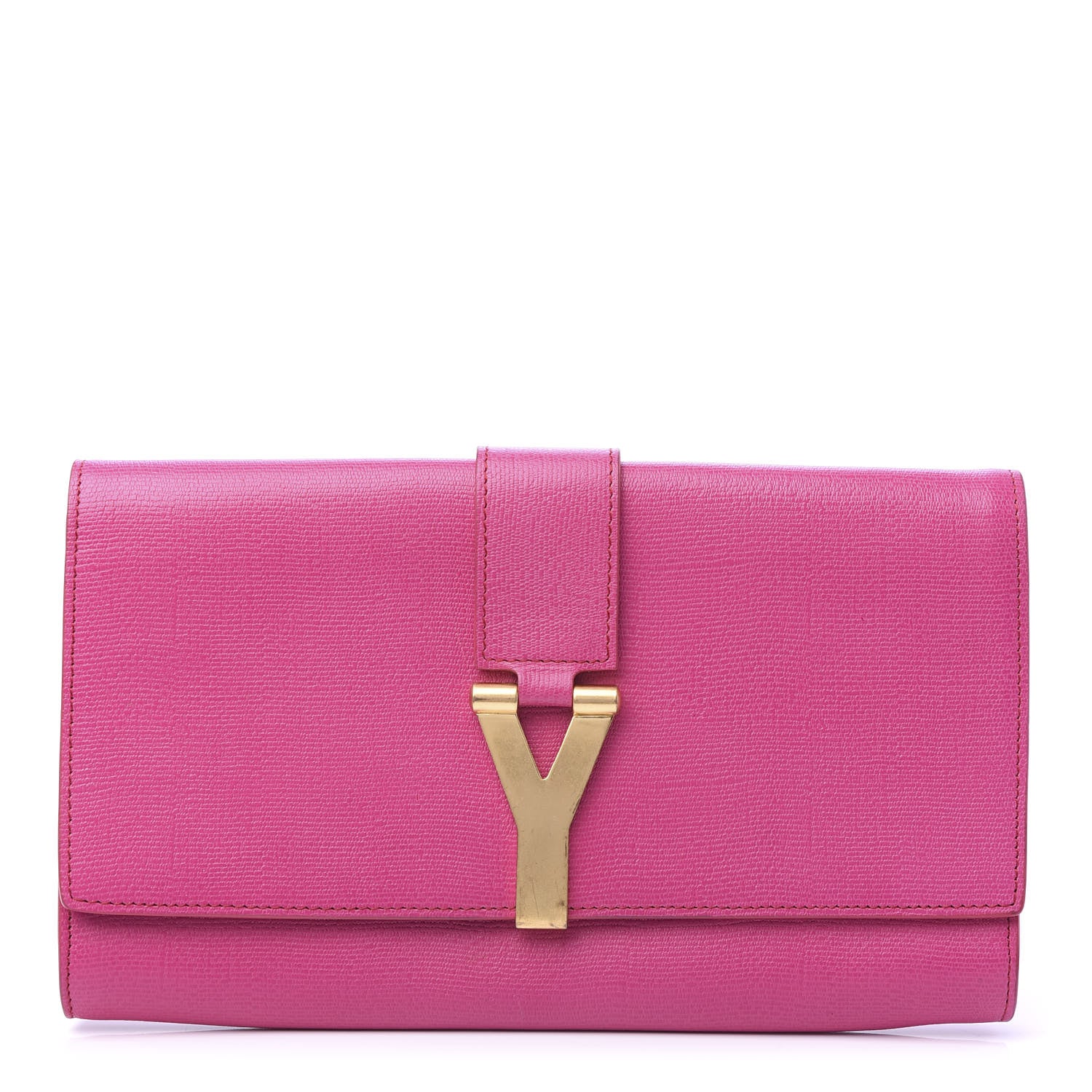 Saint Laurent Textured Calfskin Y Ligne Clutch Fuchsia 1 of 10