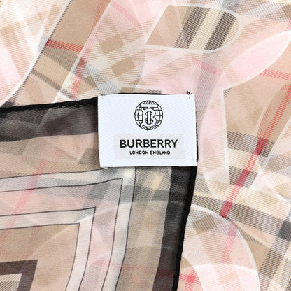 Burberry Silk Chiffon Logo Print Vintage Check Scarf Alabaster Pink 4 of 6