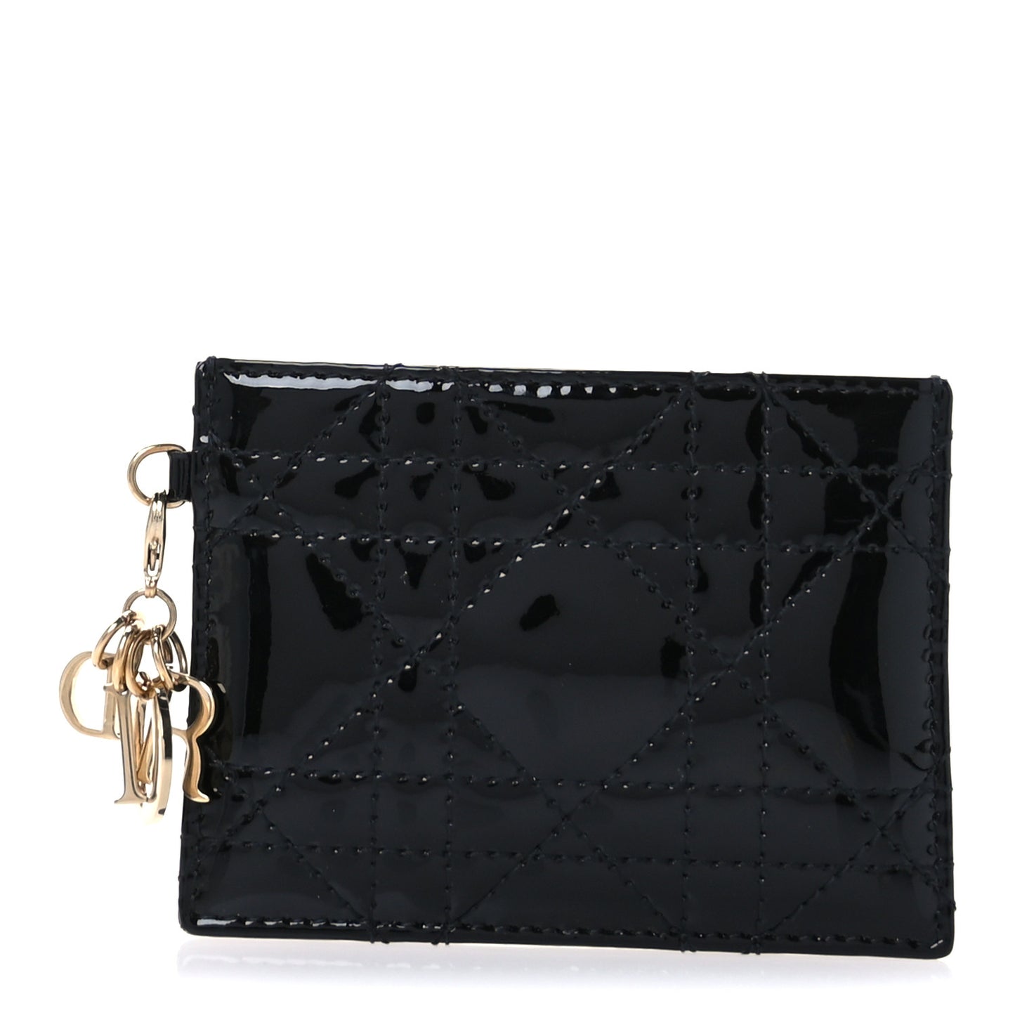 Patent Cannage Lady Dior Card Holder Black