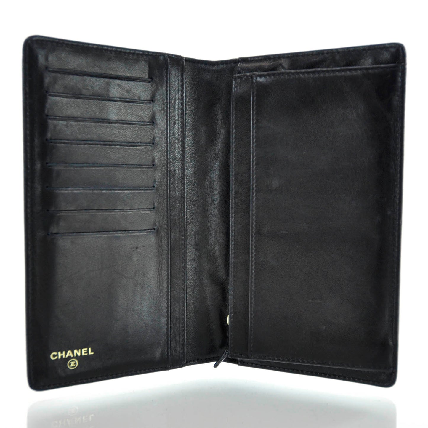 Lambskin Camellia Yen Wallet Black