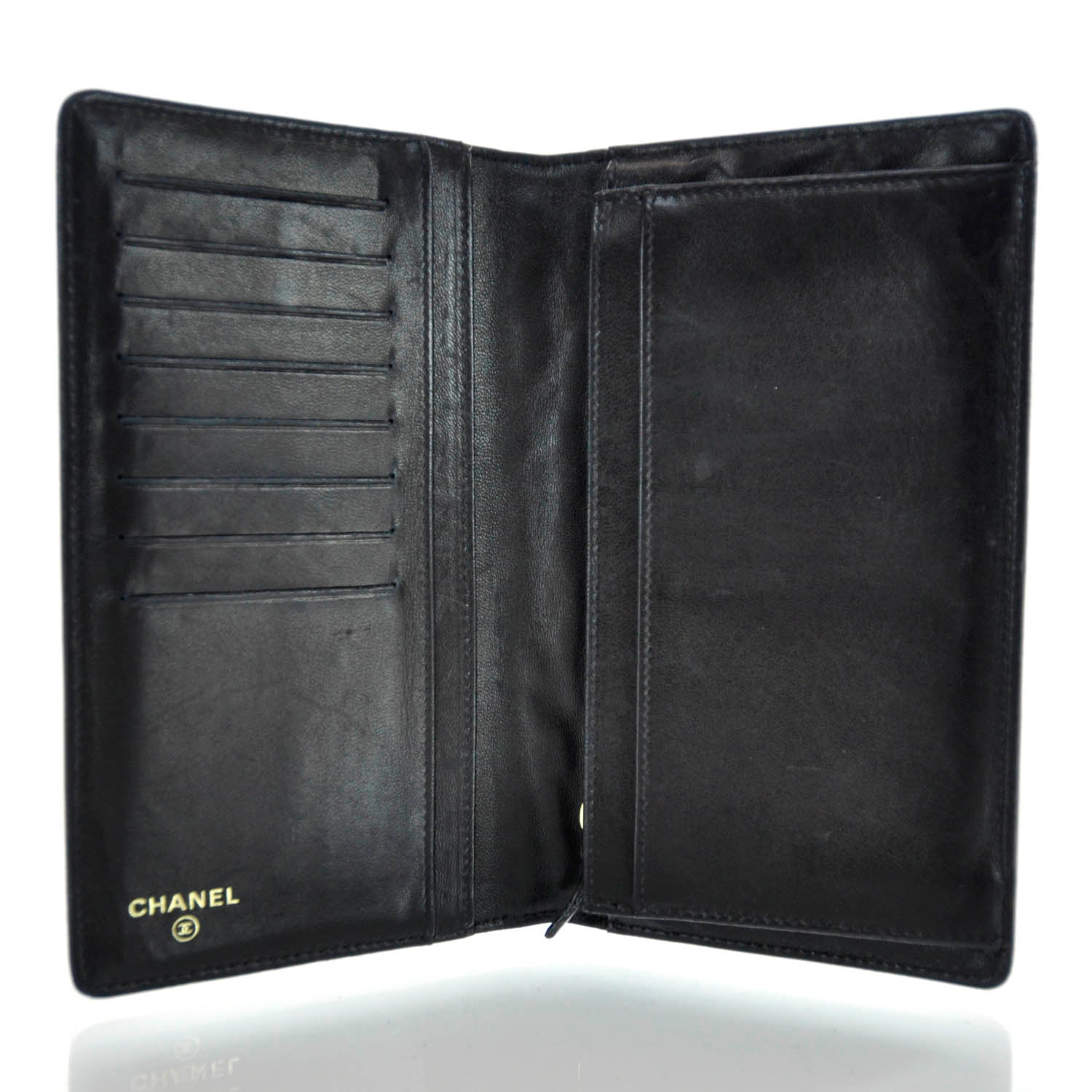 Chanel Lambskin Camellia Yen Wallet Black 5 of 11